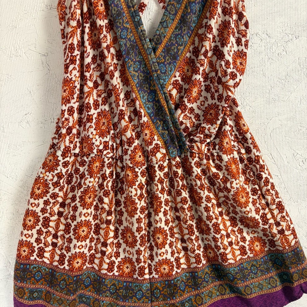 Weavers Floral Boho Patterned Sleeveless Romper Medium Colorful Bohemian - Picture 6 of 11